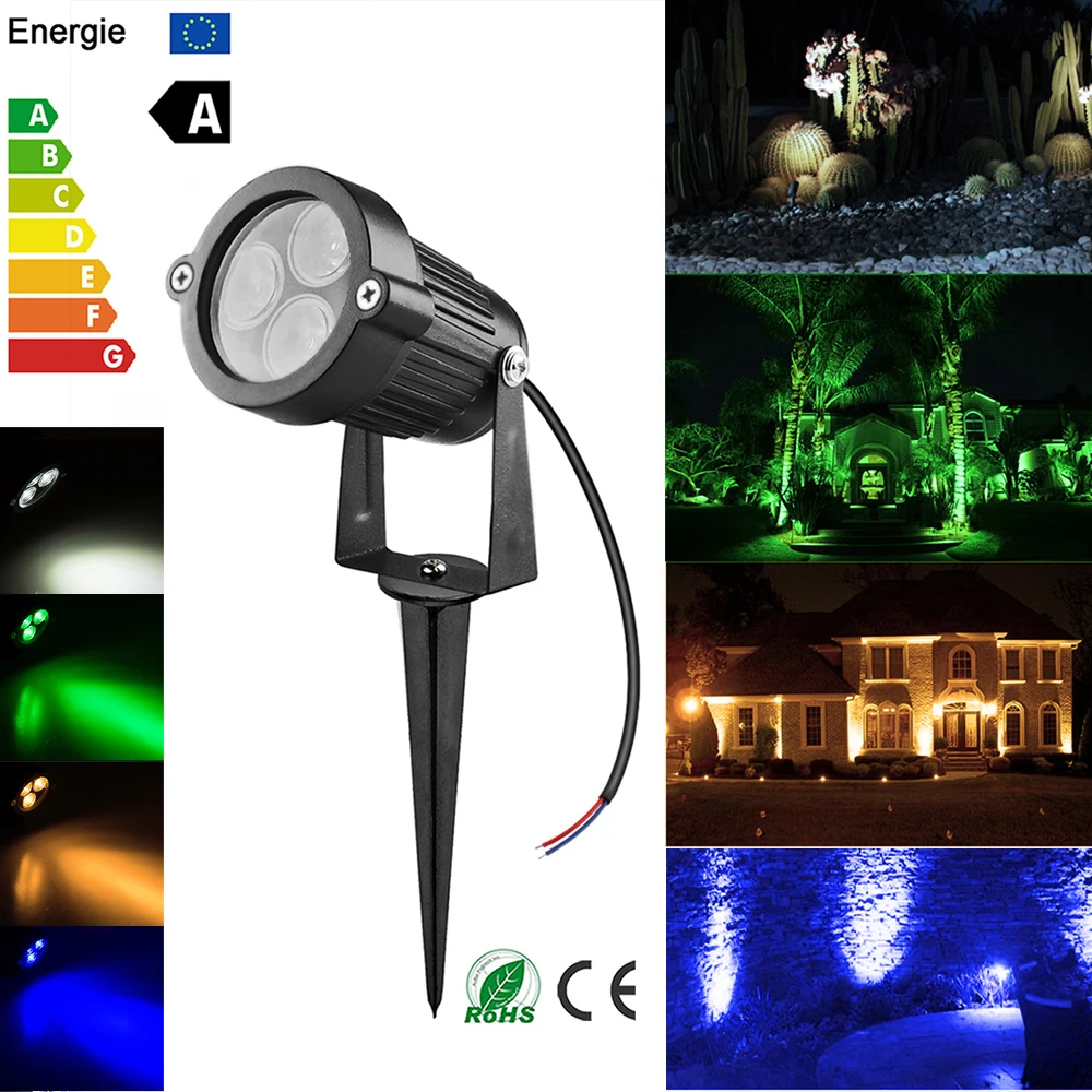 

Aluminum Waterproof Lawn Light LED Garden Flood Light Yard Patio Path Spotlight Lamp 3*3W LED Warm White AC 85-265V with Base