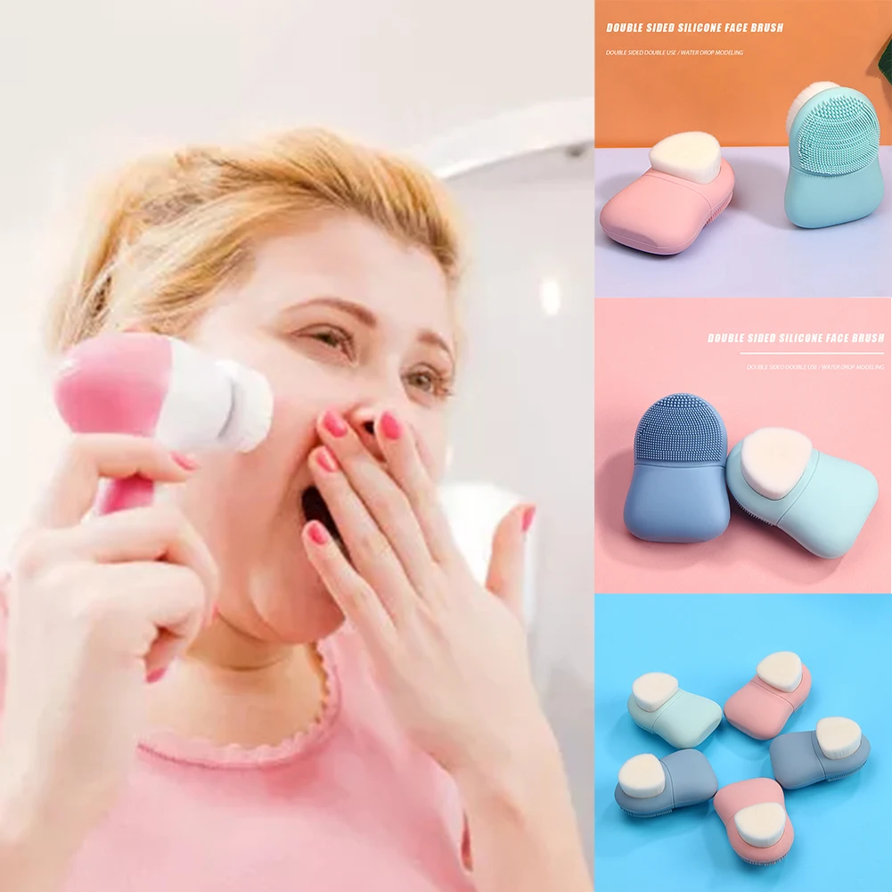 

Soft Silicone Facial Cleansing Brush Double-side Manual Face Massage Brush Face Skin Care Supplies Exfoliation Brush Face Brush