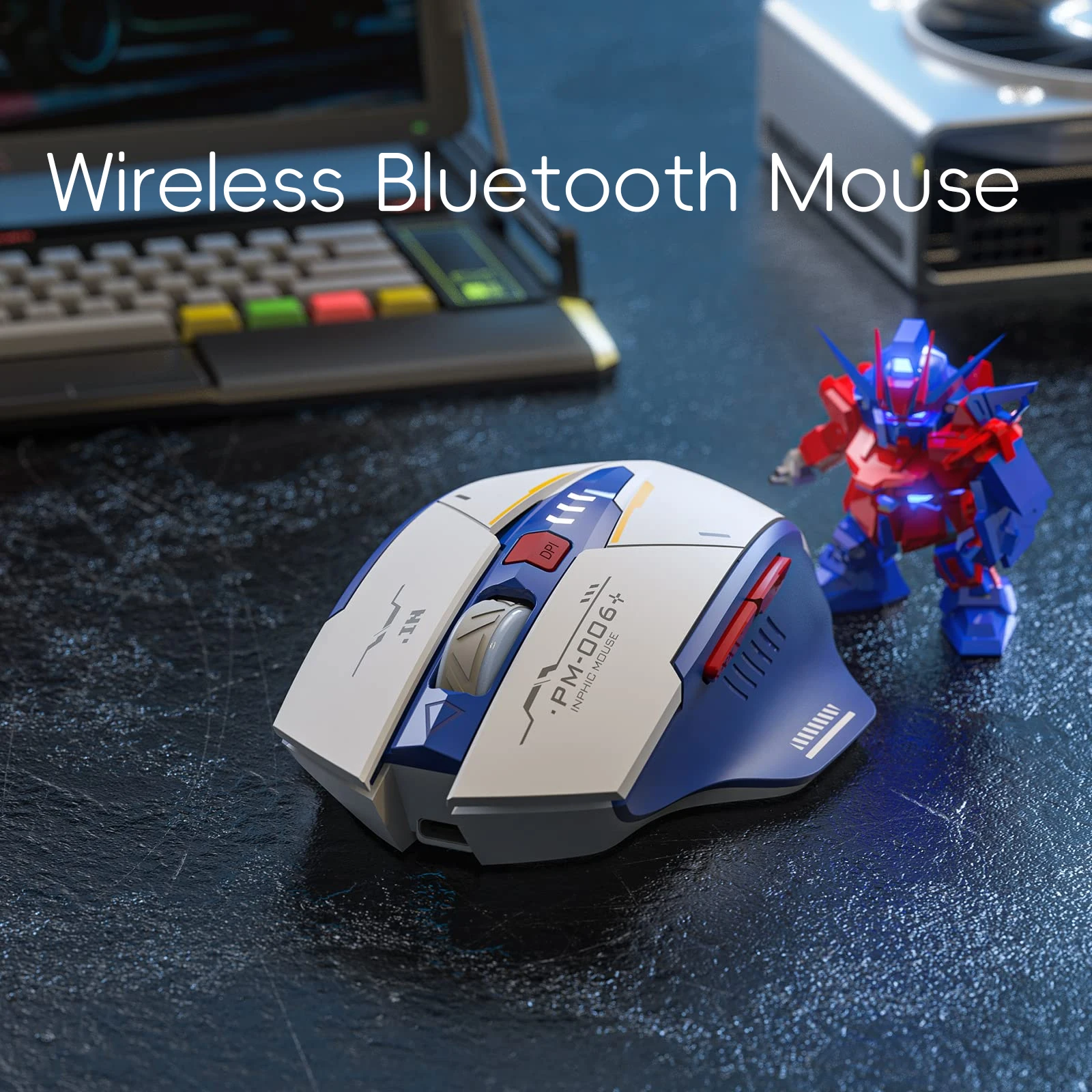 

2.4G Wireless Mouse Rechargeable Ergonomic Silent Mice with 2.4G USB Receiver Mecha Style Mouse Wireless for Laptop Computer Mac