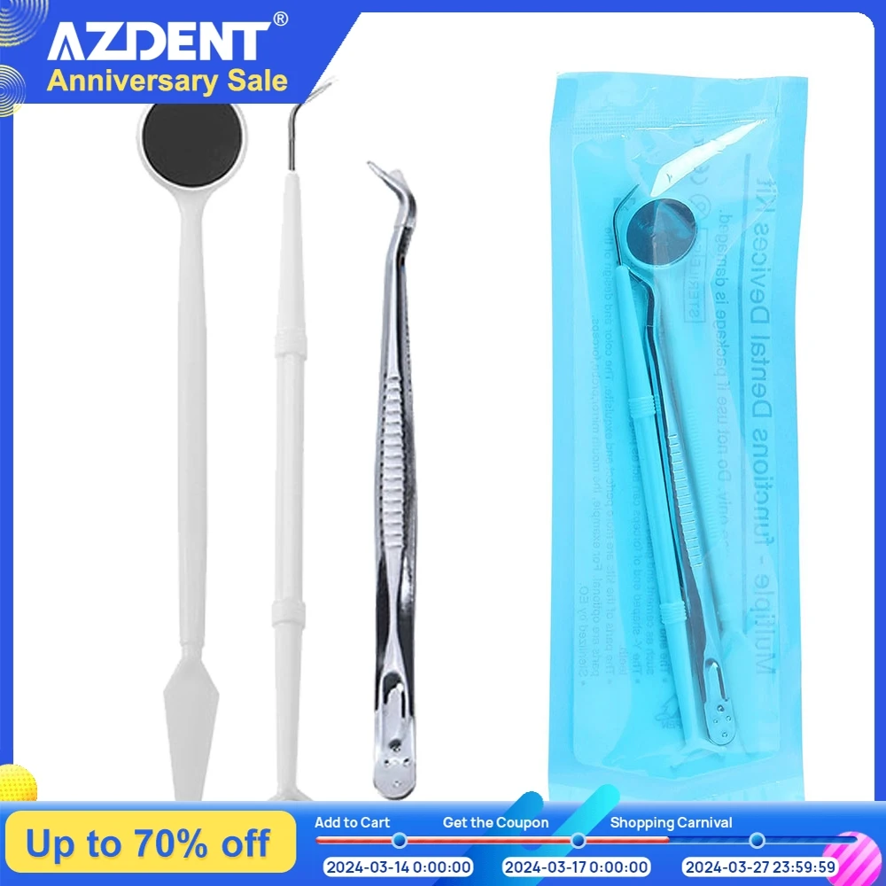

AZDENT Dental Mouth Mirror Probe Explorer Examination Plier Tweezers Disposable Oral Care Kit Dentist Tool Lab Instrument