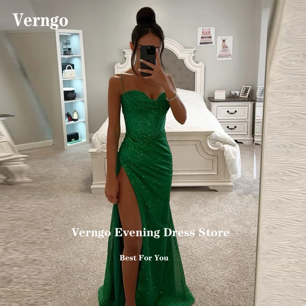 Verngo Sparkly Emerald Green Mermaid Prom Dresses Spaghetti Straps Side Split Femme Party Evening Gowns Night Formal Dress
Verngo Sparkly Emerald Green Mermaid Prom Dresses Spaghetti Straps Side Split Femme Party Evening Gowns Night Formal Dress