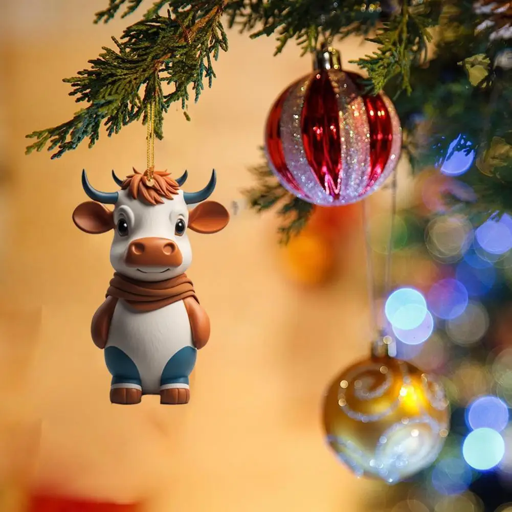 

Рождественская елка, подвесное украшение в виде коровы, милая акриловая искусственная Корова из мультфильма, Декоративное подвесное украшение для автомобиля, рюкзака, Рождества