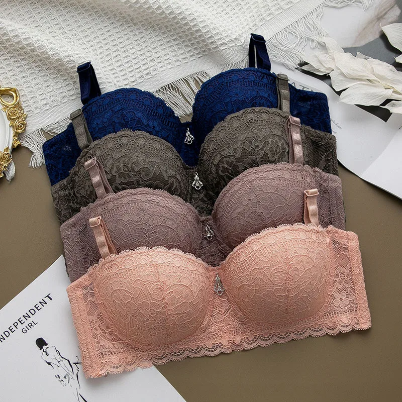 

Hot 1/2 cup thin underwear small bra wireless adjustable lace Women's bra breast cover Lace Bras