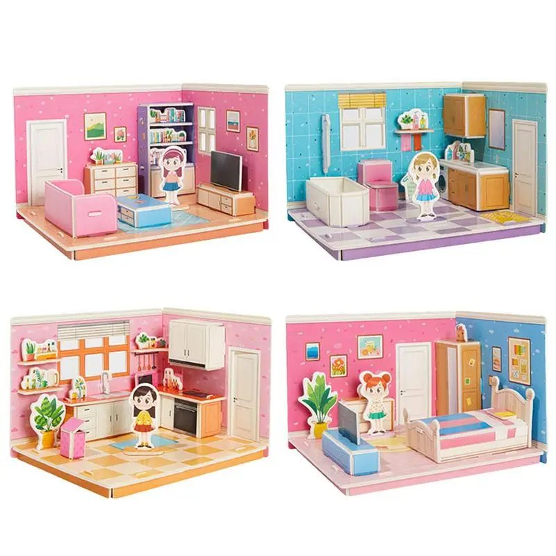 Stereo House Puzzle 4Pcs Stereo Paper Room Puzzle 3D Creative Puzzle Toys Educational Safe Room Puzzle Decorative For Girls Boys
Stereo House Puzzle 4Pcs Stereo Paper Room Puzzle 3D Creative Puzzle Toys Educational Safe Room Puzzle Decorative For Girls Boys
