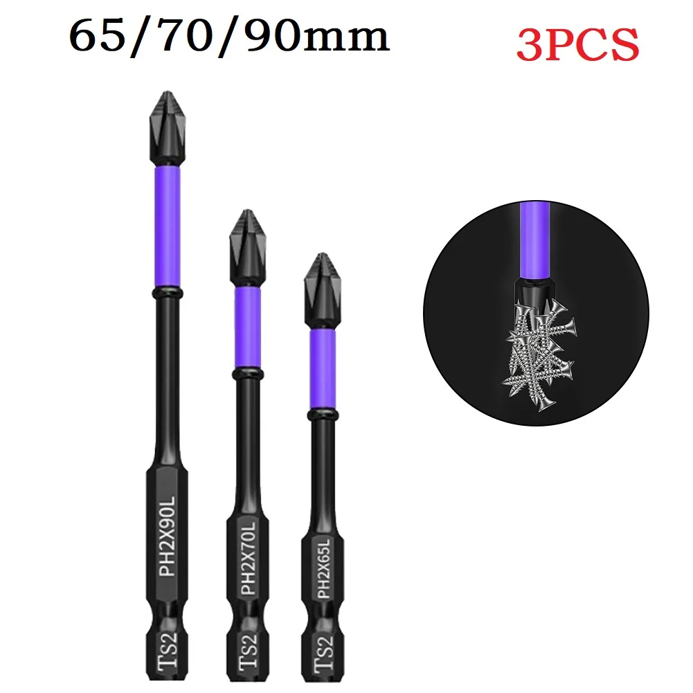 3pcs Magnetic Batch Head Impact Strong Cross PH2 High Hardness Screwdriver Bits 50/65/70/90mm Non-slip Screwdriver Hand Tools
3pcs Magnetic Batch Head Impact Strong Cross PH2 High Hardness Screwdriver Bits 50/65/70/90mm Non-slip Screwdriver Hand Tools