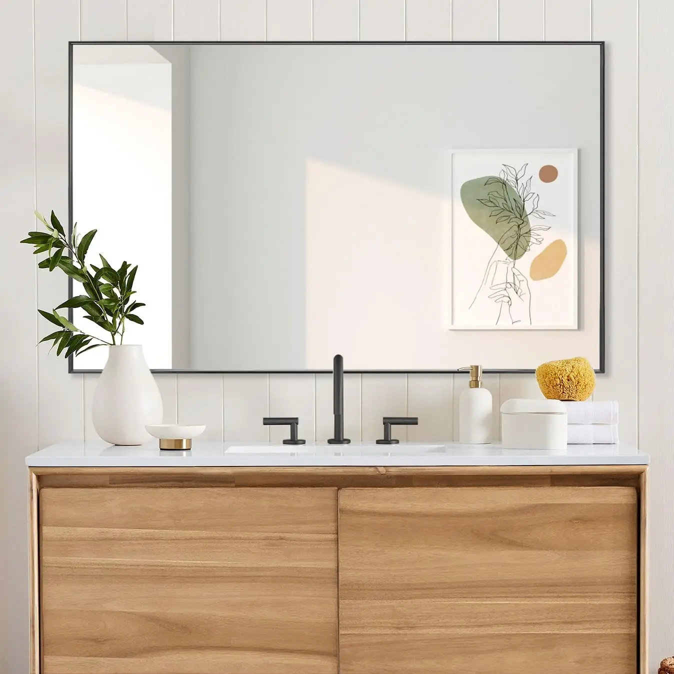30x48 Inch Black Bathroom Mirror Aluminum Alloy Frame Vanity Mirror Rectangle Wall Mounted Mirror Modern for Bedroom
30x48 Inch Black Bathroom Mirror Aluminum Alloy Frame Vanity Mirror Rectangle Wall Mounted Mirror Modern for Bedroom