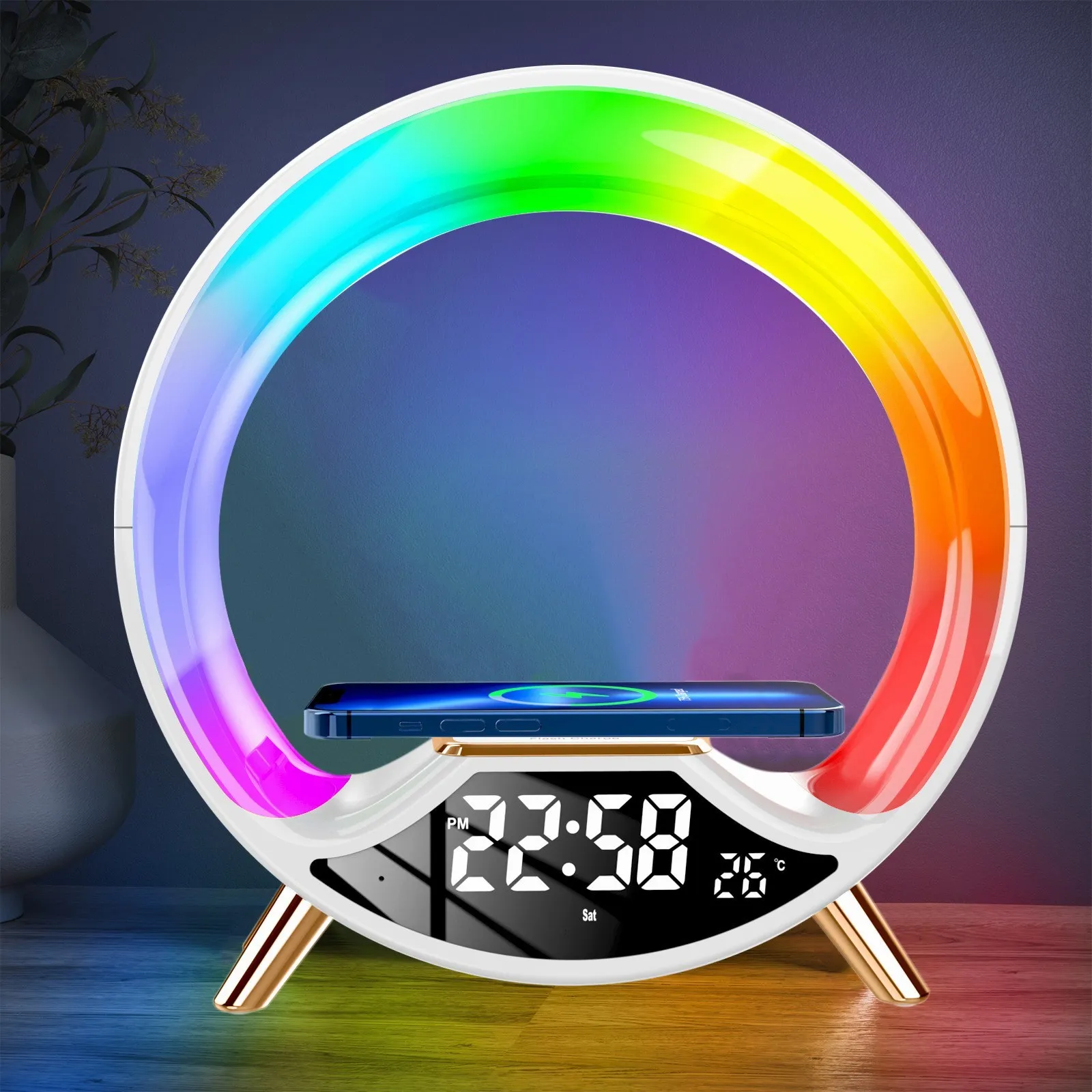 Быстрая Беспроводная зарядка, статусное оформление, светодиодные часы RGB, коллективно известные как Bluetooth
Быстрая Беспроводная зарядка, статусное оформление, светодиодные часы RGB, коллективно известные как Bluetooth