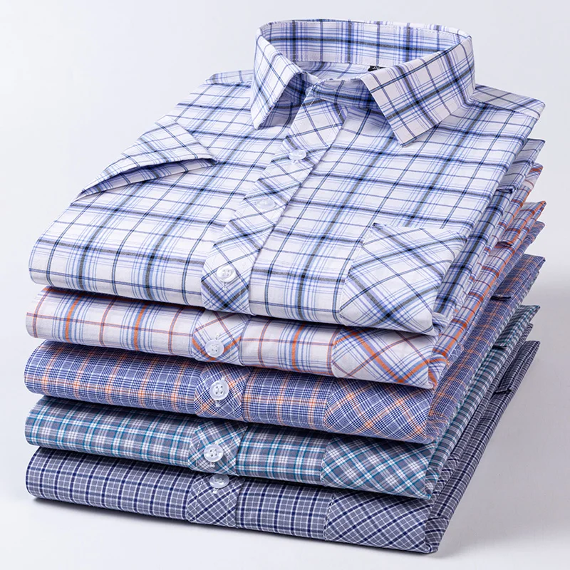 

Рубашка мужская из ткани Оксфорд, чистый хлопок, короткий рукав, Стандартный крой, карман, Повседневная Блузка для отдыха, осень