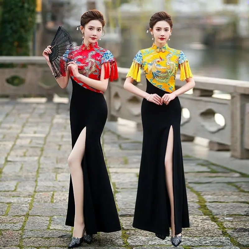 2024 chinese improved sexy fishtail dress long style improved fashion young lady chinese stage performance dress ao dai dress
2024 chinese improved sexy fishtail dress long style improved fashion young lady chinese stage performance dress ao dai dress
