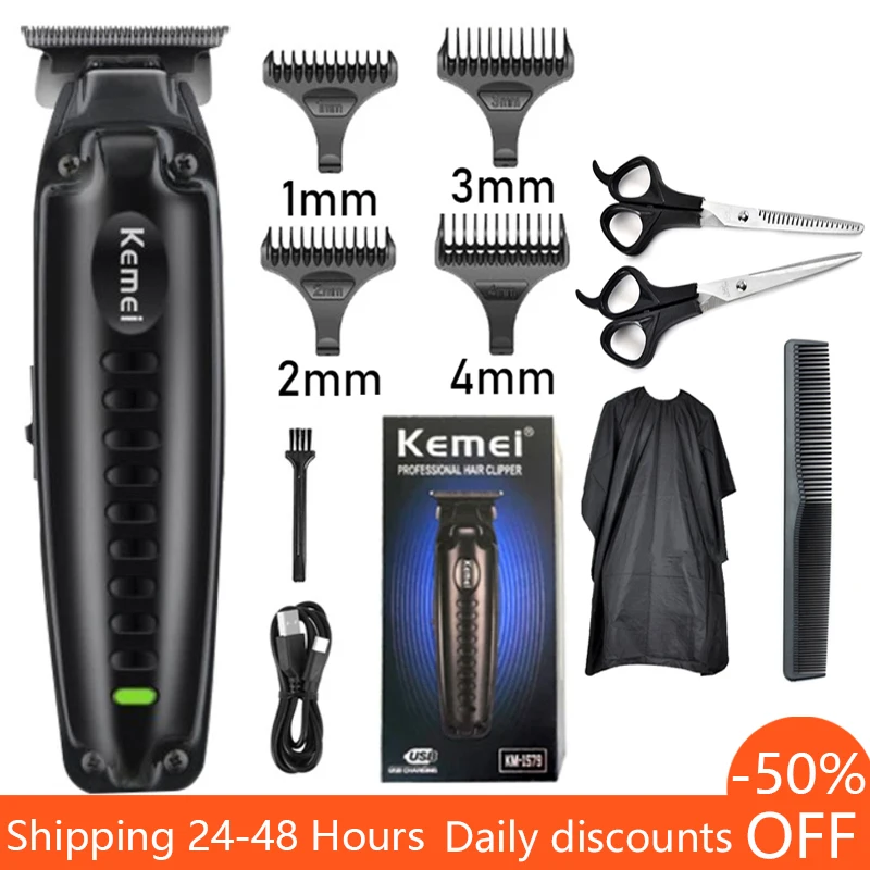 

Kemei Hair Trimmer Men's Electric Hair Clipper Professional Cordless Hair Cutting Machine USB Charging Haircut Machine KM-1579