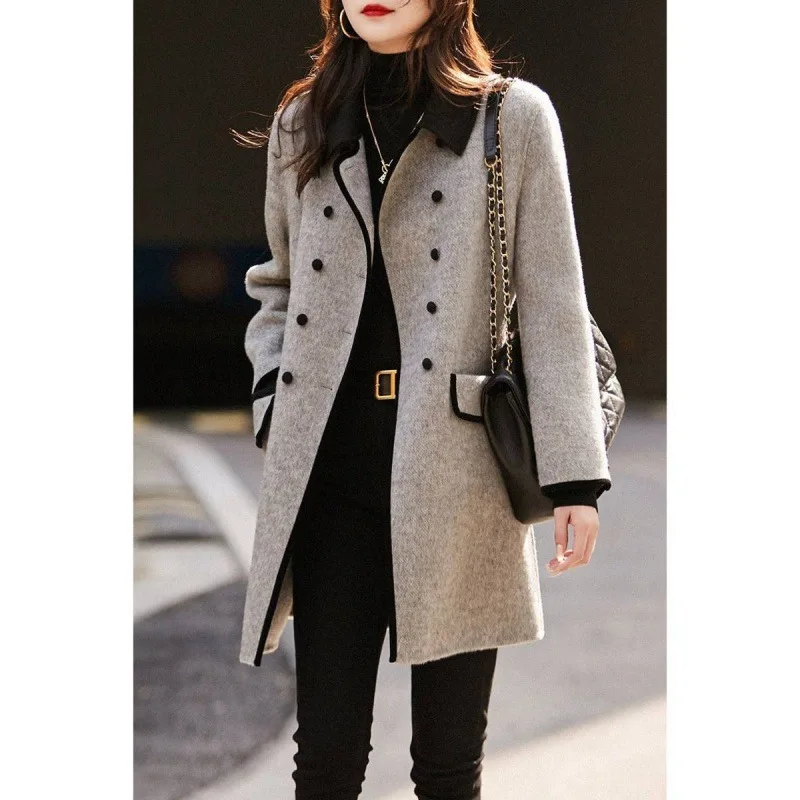 Autumn Winter Mid-Long Woolen Coat Women 2023 New Fashion Loose Turn Down Collar Double-Breasted Long Sleeve Outwear Overcoat
Autumn Winter Mid-Long Woolen Coat Women 2023 New Fashion Loose Turn Down Collar Double-Breasted Long Sleeve Outwear Overcoat