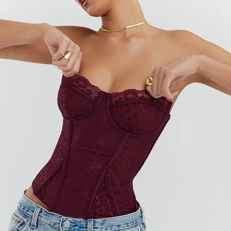 Sexy Strapless Crop Top Woman Black Lace Corset Top Slim Fit Backless Tube Top Y2K Night Club Wear For Women Camisole
Sexy Strapless Crop Top Woman Black Lace Corset Top Slim Fit Backless Tube Top Y2K Night Club Wear For Women Camisole
