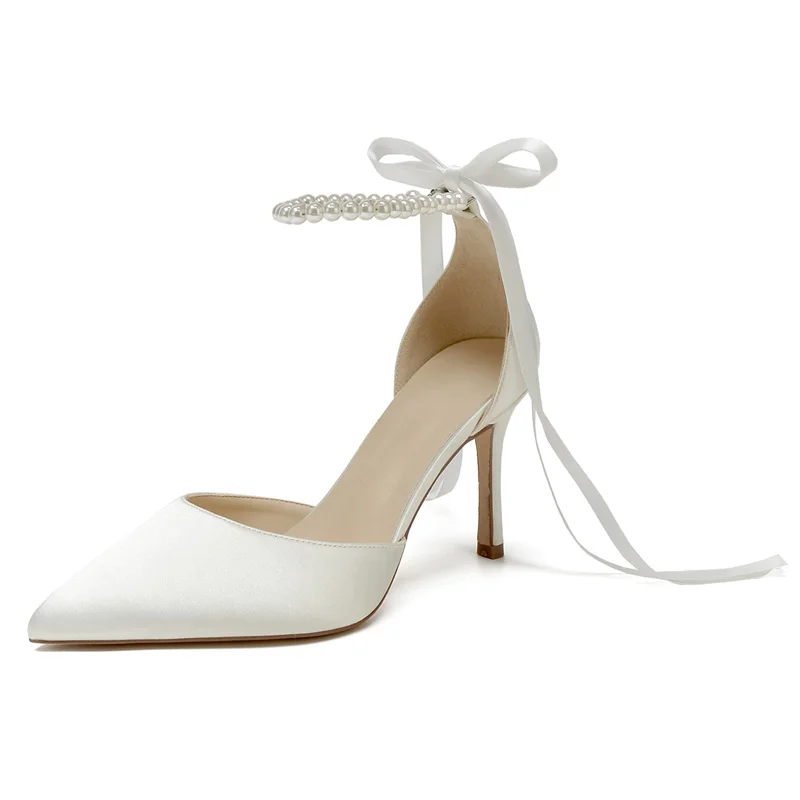 High Heel Wedding Shoes for Bride Pointed Toe Pearl Bridal Heels Formal Evening Party Pumps Ribbon Women Heeled Sandals
High Heel Wedding Shoes for Bride Pointed Toe Pearl Bridal Heels Formal Evening Party Pumps Ribbon Women Heeled Sandals
