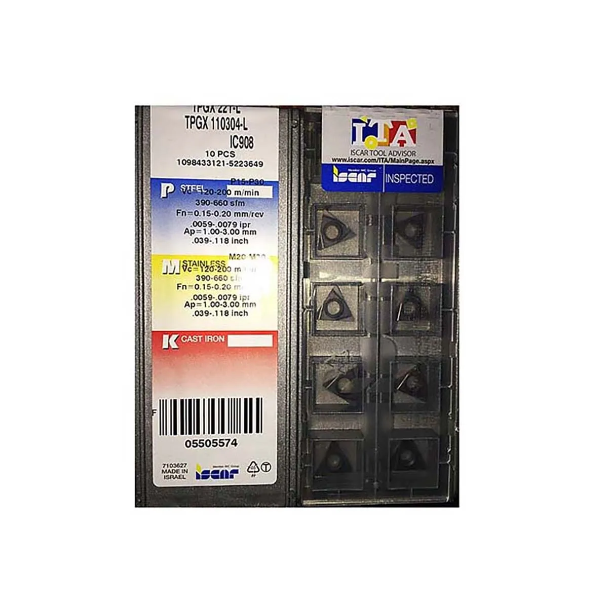 ISCAR 100% Original TPGX TPGX11 TPGX09 TPGX110304L IC908 TPGX090204L TPGX090202L TPGX110302L High Quality CNC Lathe Turning Tool
ISCAR 100% Original TPGX TPGX11 TPGX09 TPGX110304L IC908 TPGX090204L TPGX090202L TPGX110302L High Quality CNC Lathe Turning Tool