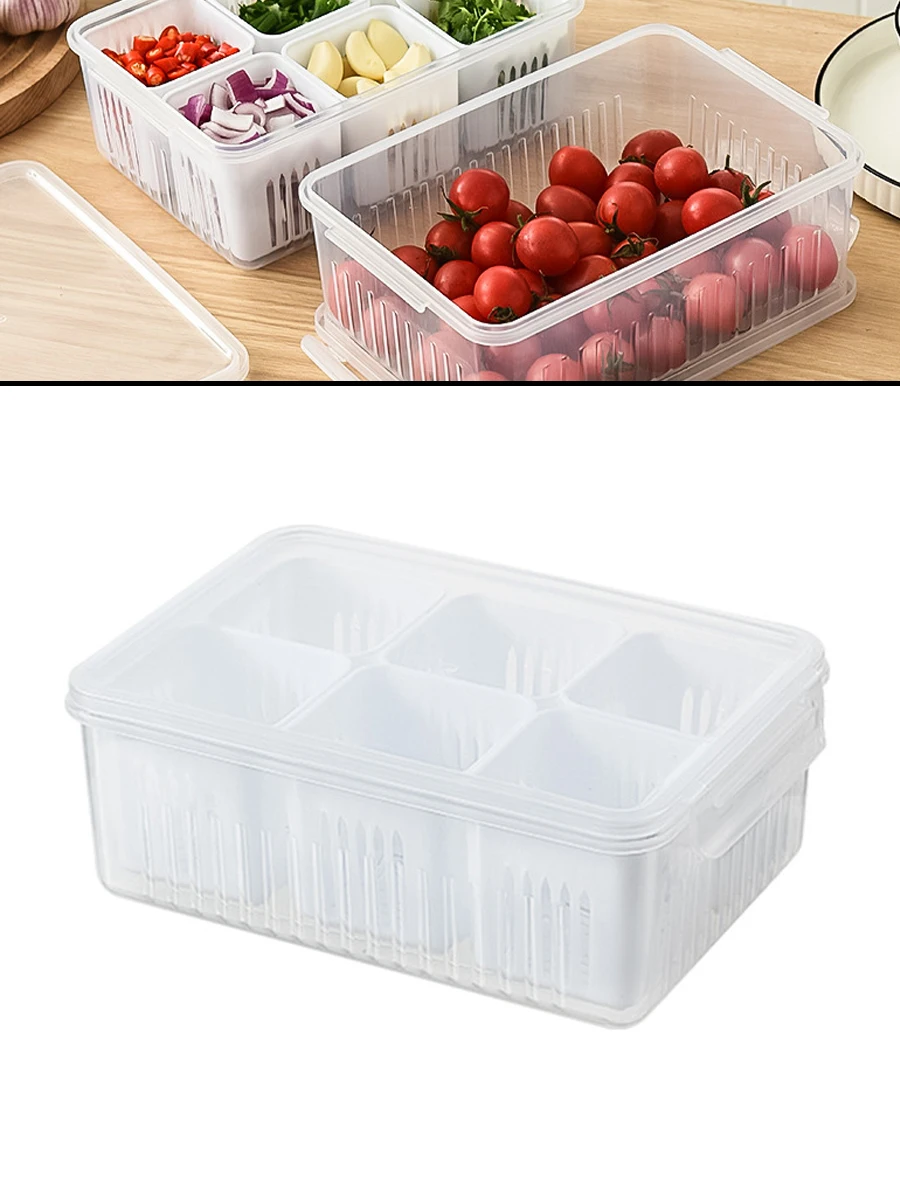 

Refrigerator Food Drain Fresh-keeping Box Ginger Garlic Onion Pepper Storage Box Fruit Vegetable Drain Basket Kitchen Organizer