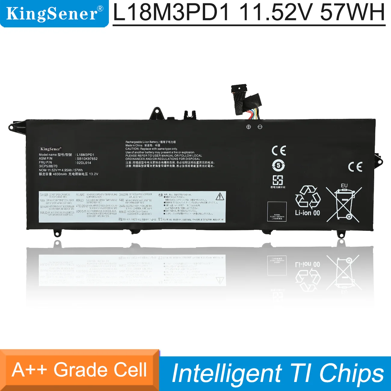 

KingSener L18M3PD1 L18C3PD2 Battery For Lenovo ThinkPad T14S T490S T495S Series L18C3PD1 L18L3PD1 L18M3PD2 02DL013 02DL01 57WH
