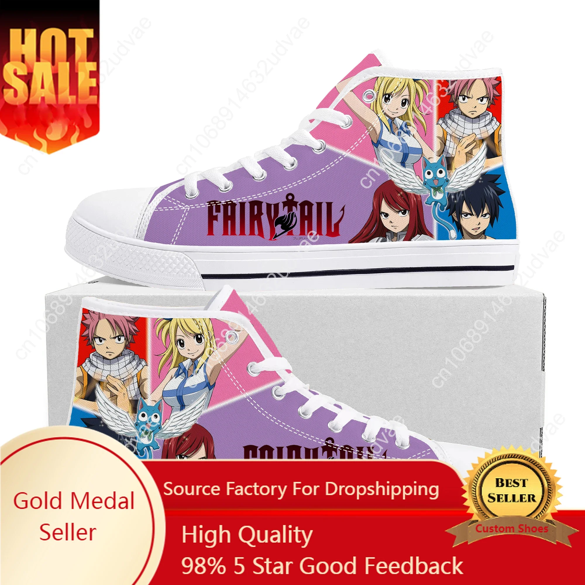 

Anime Fairy Tail Natsu Dragneel High Top Quality Sneakers Mens Womens Teenager Canvas Sneaker Casual Couple Shoes Custom Shoe