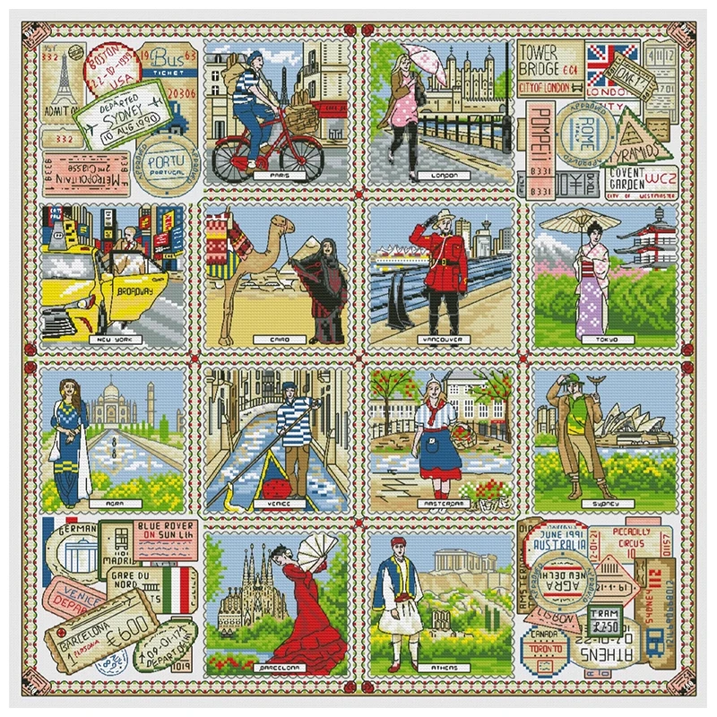 World Travel Cartoon Patterns Counted Cross Stitch DIY 11CT 14CT 16CT 18CT DIY Cross Stitch Kits Embroidery Needlework Sets
World Travel Cartoon Patterns Counted Cross Stitch DIY 11CT 14CT 16CT 18CT DIY Cross Stitch Kits Embroidery Needlework Sets
