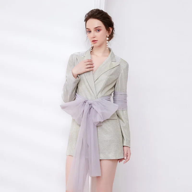 Silver Sequins Women Suits Skirt Prom Dress Glitter High Street Long Jacket With Tulle Belt Short Party Gown In Stock
Silver Sequins Women Suits Skirt Prom Dress Glitter High Street Long Jacket With Tulle Belt Short Party Gown In Stock