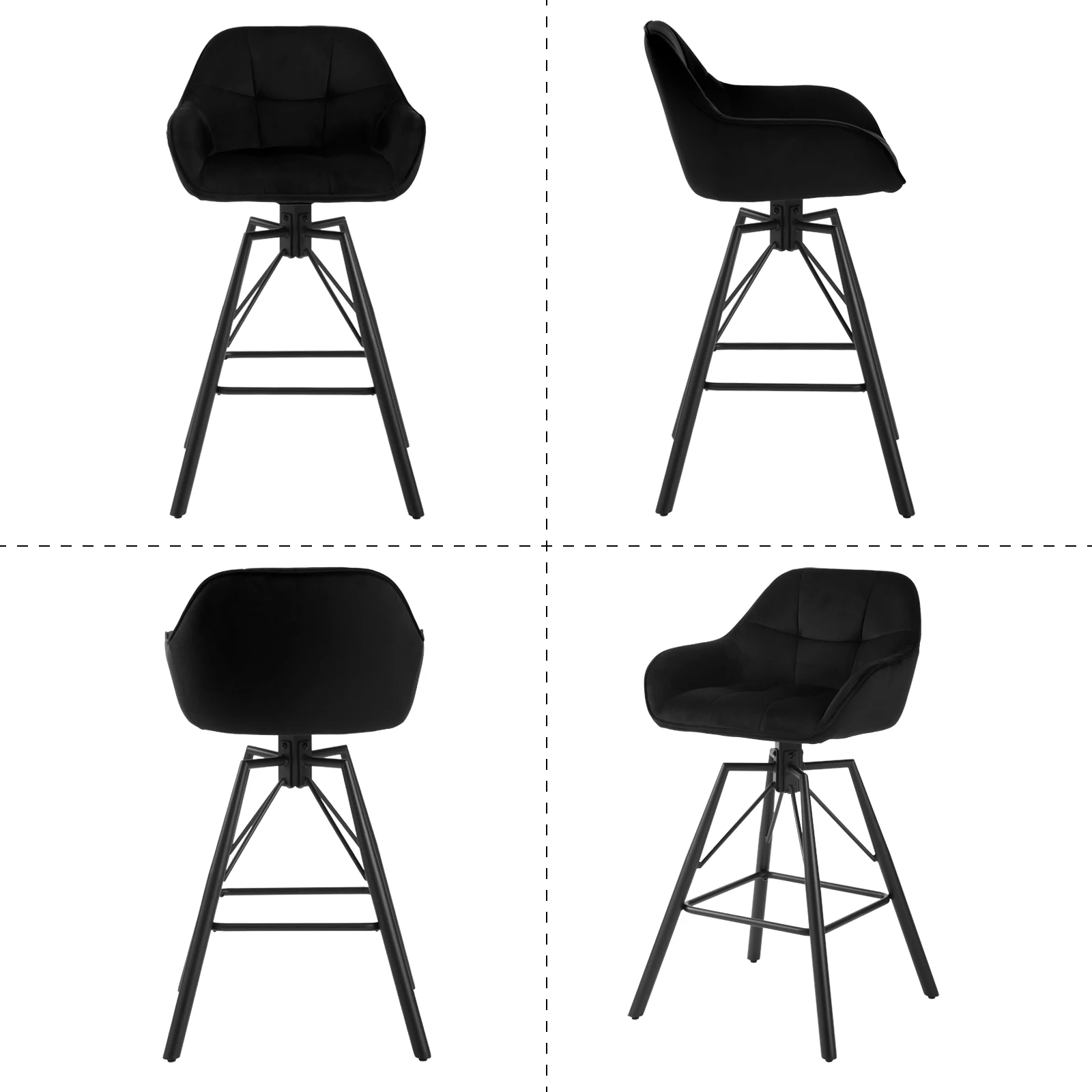 2PCSS/SET Rotatable Bar Stool Velvet High Bar Chair 360° Swivel Padded Seat with Backrest Footrest Counter Stool 16 Mallzona Sfd01ee7e73174f1fbe992e76186b286ft 2PCSS/SET Rotatable Bar Stool Velvet High Bar Chair 360° Swivel Padded Seat with Backrest Footrest Counter Stool Mallzona