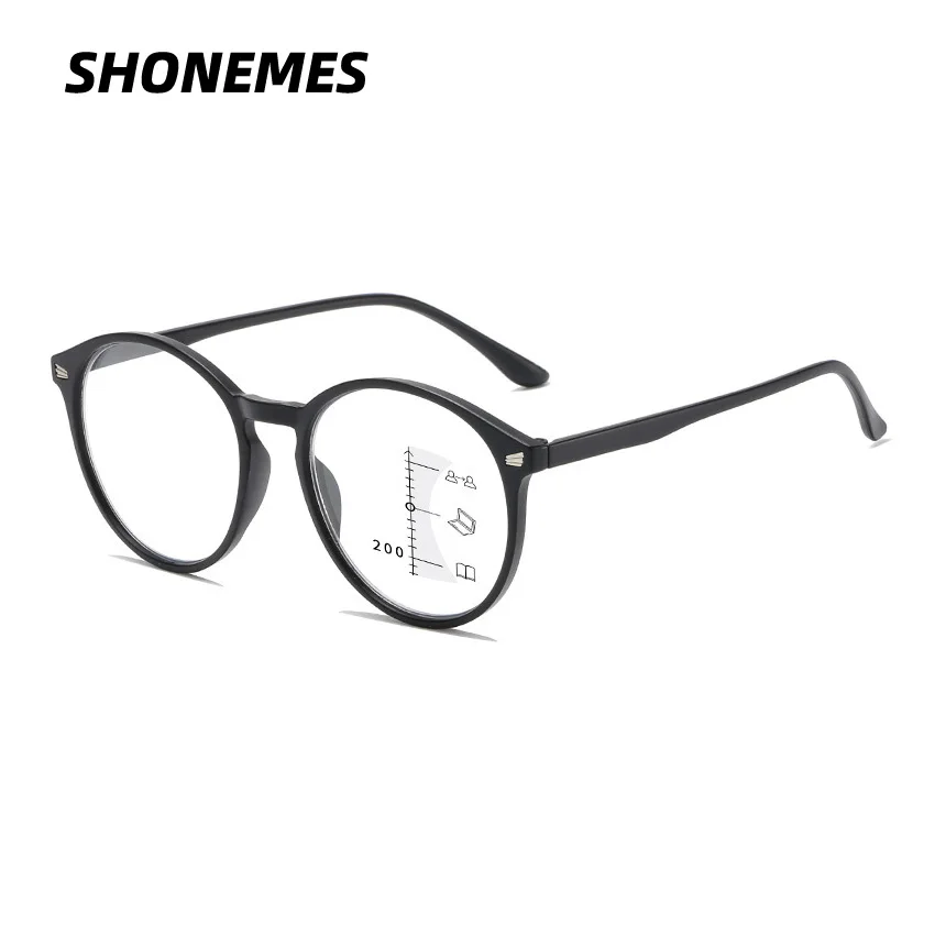 

SHONEMES Round Multifocal Reading Glasses Anti Blue Light Progressive Eyewear Presbyopia Eyeglasses Diopter +1 1.5 2 2.5 3 3.5 4