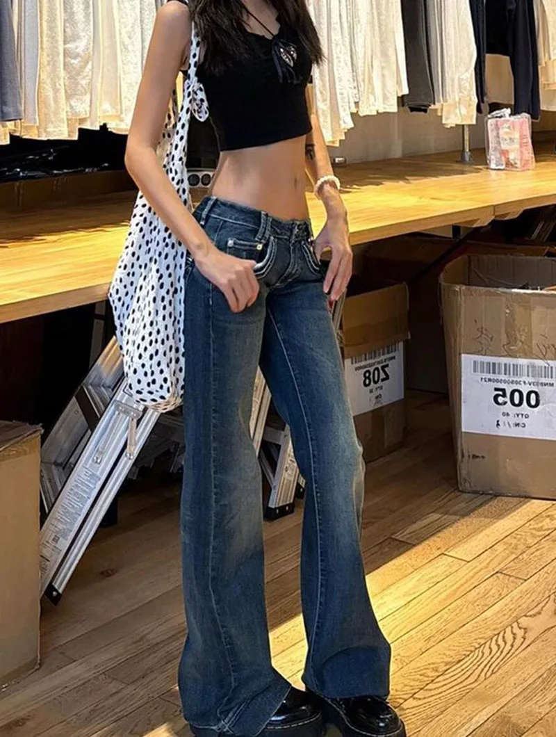 American Vintage Y2K Jeans for Women Sexy Slim Low-Waisted Wide Leg Denim Trousers Female Fashion Streetwear Flared Jean Pants 54 Sfd0467aee63344debe25c49067b5c7cfU