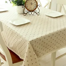 

Cotton Tablecloths, Waterproof Table Covers Chrysanthemum Beige Dining Table Coffee Table Deco