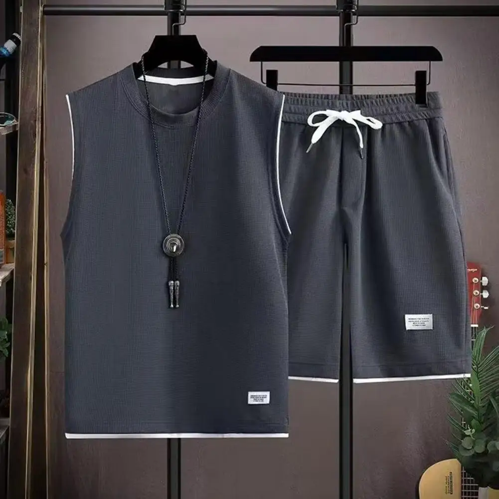 Exercise Outfit Vest Shorts Set Men's Summer Casual Outfit Set Sleeveless Vest Wide Leg Shorts with Drawstring Waist Two Piece
Exercise Outfit Vest Shorts Set Men's Summer Casual Outfit Set Sleeveless Vest Wide Leg Shorts with Drawstring Waist Two Piece