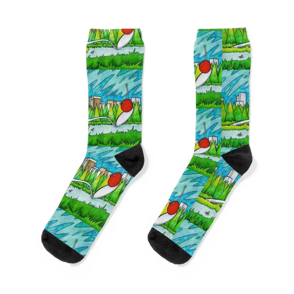 

Spoonbridge and Cherry Sculpture Socks floral new year Stockings compression hip hop Socks Male Women's
