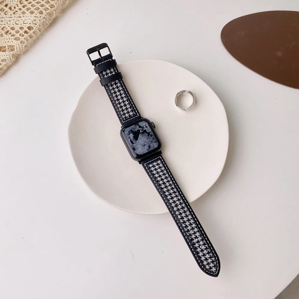 Excellent Leather edge Band 42mm 44mm for Apple Watch Canvas Strap SE1 2 3 4 38mm 40mm for iwatch 45mm 41mm 5 6 7 Lattice Correa 
Excellent Leather edge Band 42mm 44mm for Apple Watch Canvas Strap SE1 2 3 4 38mm 40mm for iwatch 45mm 41mm 5 6 7 Lattice Correa