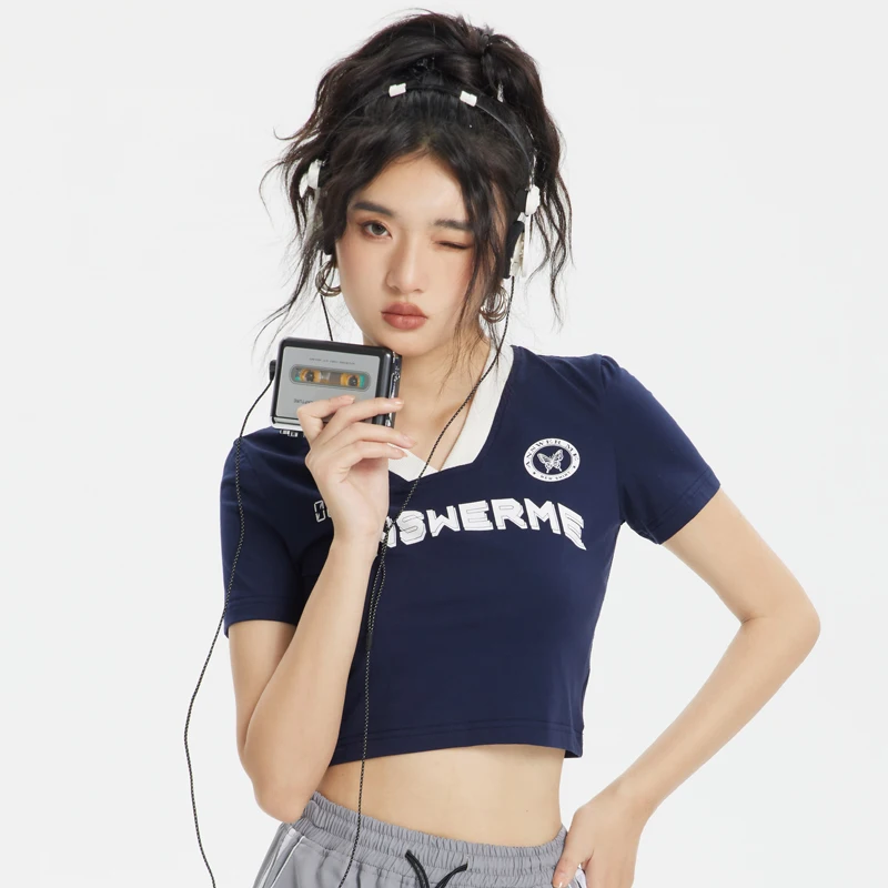 Female 2023 New Summer Casual Short Sleeve Design Sense Color Contrast Fashion Personality Retro Beauty Sexy Slim Short T-shirt
Female 2023 New Summer Casual Short Sleeve Design Sense Color Contrast Fashion Personality Retro Beauty Sexy Slim Short T-shirt