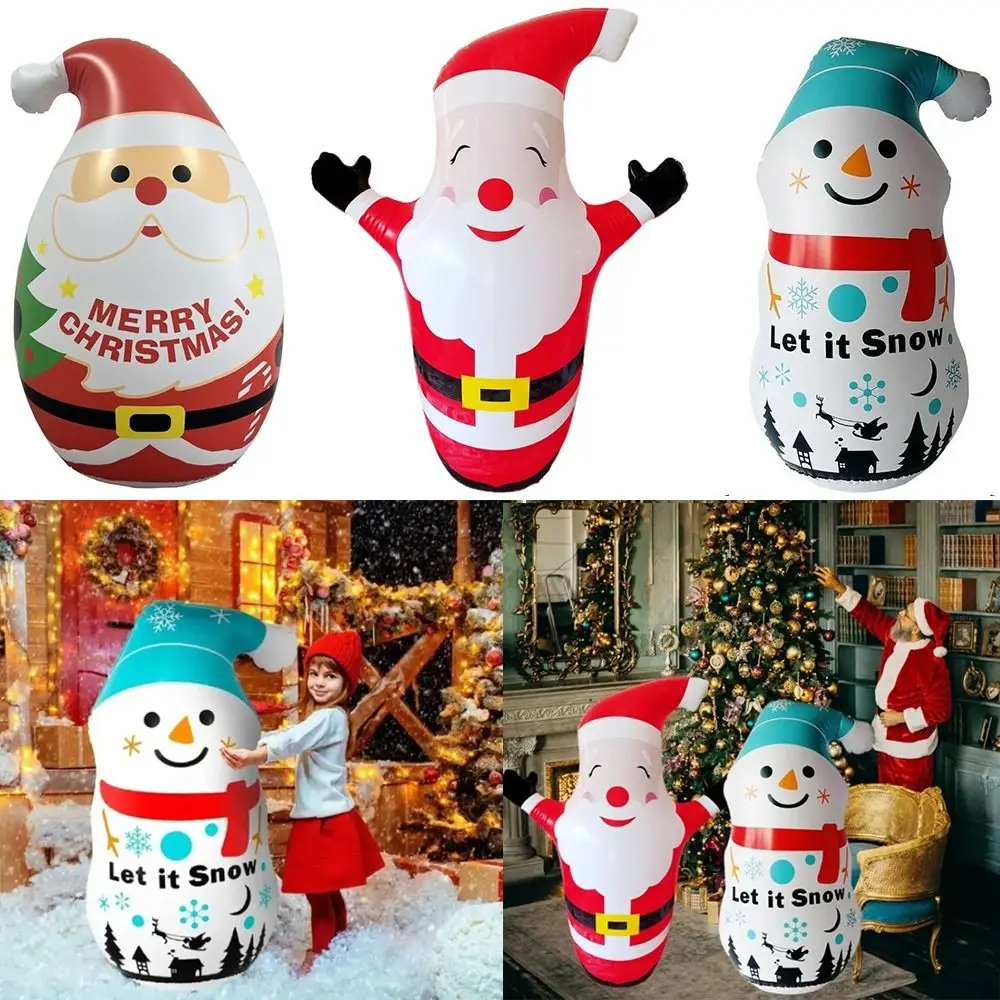

140cm Christmas Inflatable Tumbler Xmas Decoration PVC Doll Santa Claus Tumbler Courtyard Decoration Merry Christmas Sandbag Toy