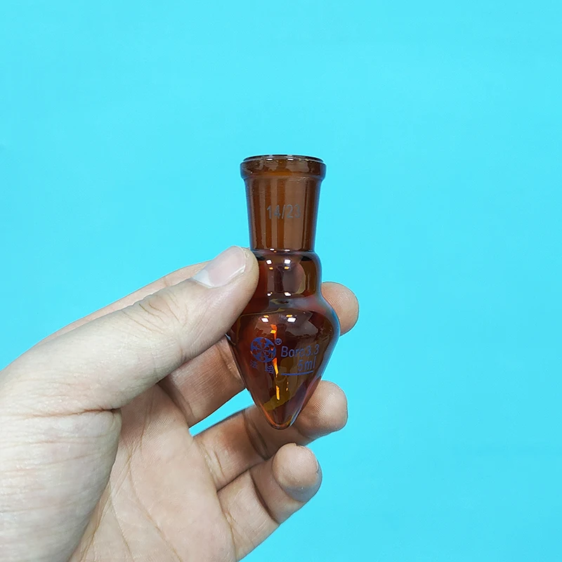 Brown pear-shaped flask,Capacity 5ml,Joint 14/23,Brown heart-shaped flasks,Brown coarse heart-shaped grinding bottles
Brown pear-shaped flask,Capacity 5ml,Joint 14/23,Brown heart-shaped flasks,Brown coarse heart-shaped grinding bottles