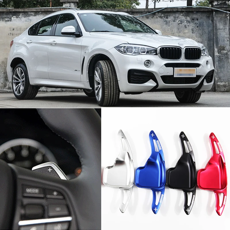 

For BMW X6 2017-18 Steering Wheel Hubs Aluminum Gear Shift Paddles Extend Sports Style Red Black Blue Silvery