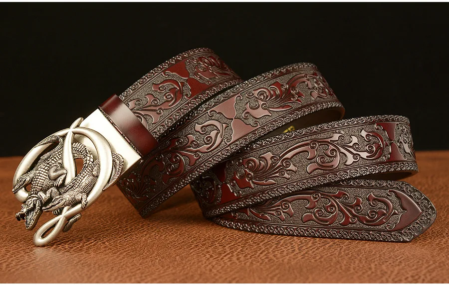 SupSindy Men Genuine Leather Belt Luxury Gold Crocodile Metal Automatic Buckle Cowhide Belts for Men Jeans Waistband Male Strap SupSindy Men Genuine Leather Belt Luxury Gold Crocodile Metal Automatic Buckle Cowhide Belts for Men Jeans Waistband Male Strap