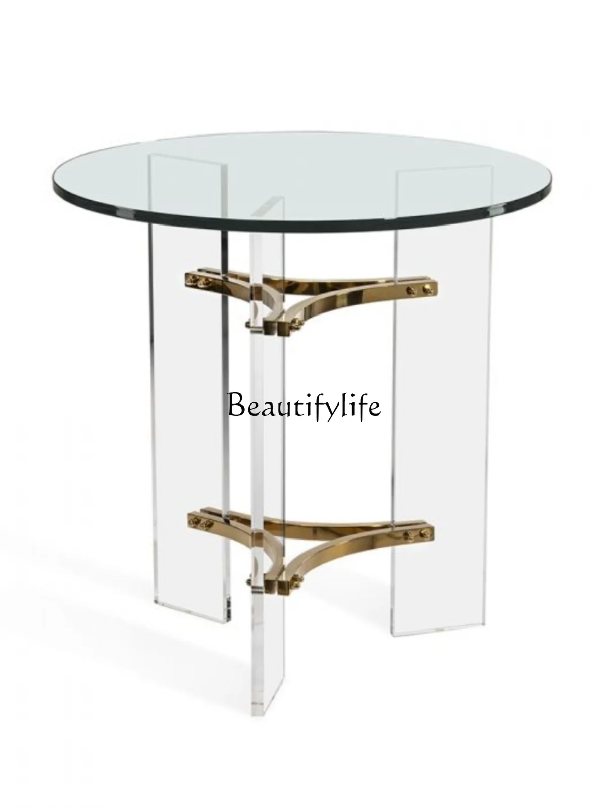 

Акриловый прозрачный Круглый Маленький журнальный столик для маленькой квартиры, минималистичный современный металлический угловой стол для балкона, креативный