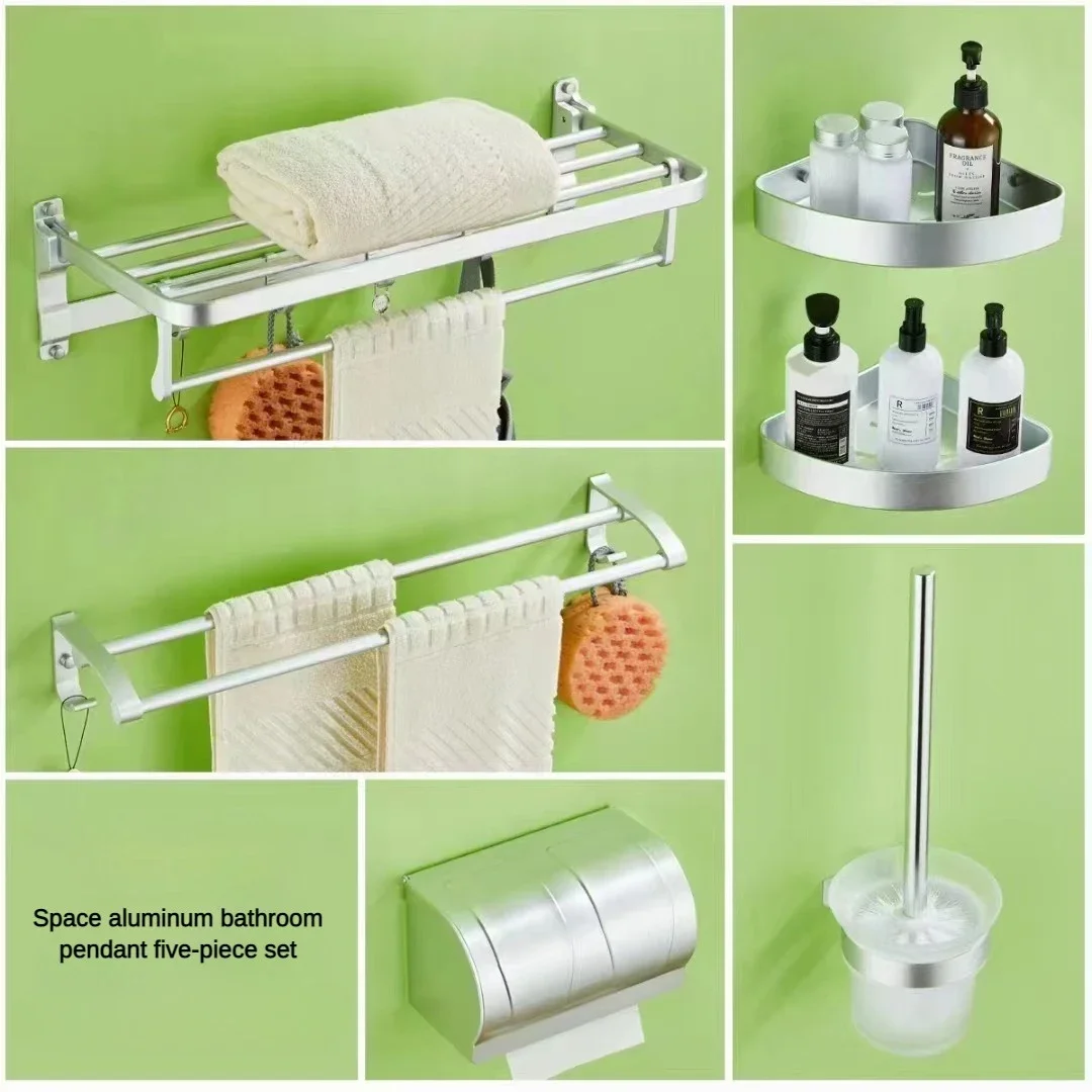 Toilet Paper Holder Towel Hook Toilet Shelves Triangle Shelf Bath Towel Rack Silver&Gray Space Aluminum Bathroom Hardware Set
Toilet Paper Holder Towel Hook Toilet Shelves Triangle Shelf Bath Towel Rack Silver&Gray Space Aluminum Bathroom Hardware Set