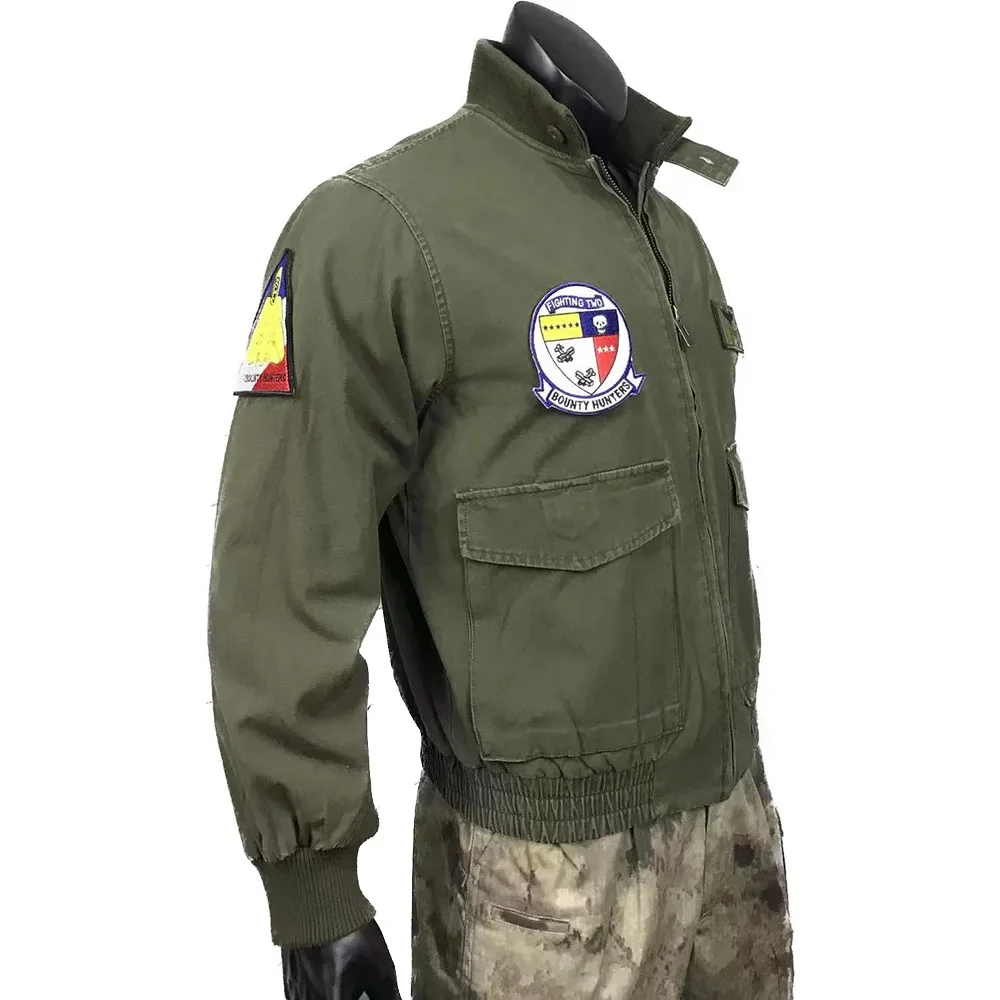 

Spring and Autumn New American Pilot Jacket Male Baseball Uniform Army Green Short Tactical Stand Collar Coat