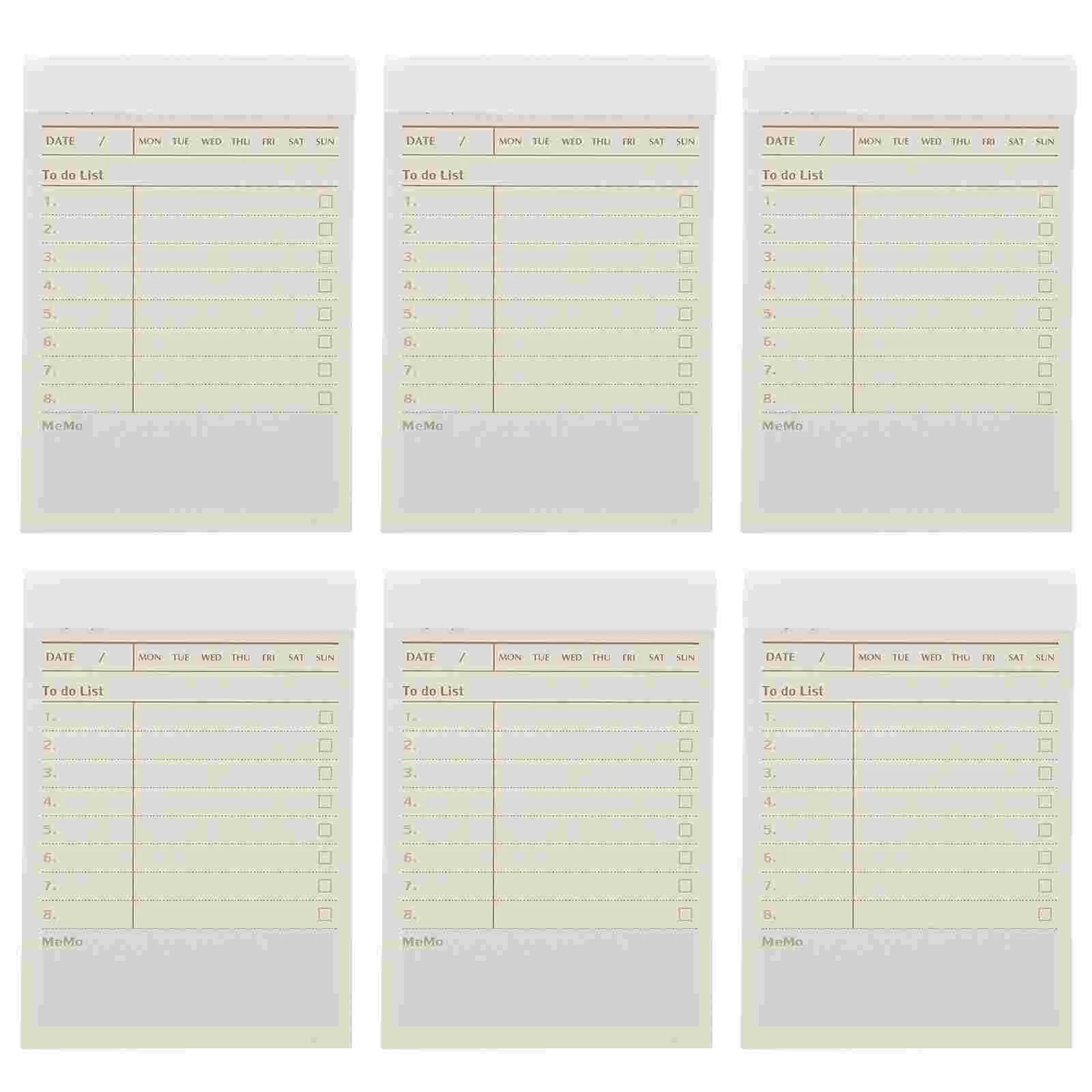 

6 Books Memo Notepads Tear-off Check Lists Adhesive Notepads Adhesive Daily Check Lists for Remind