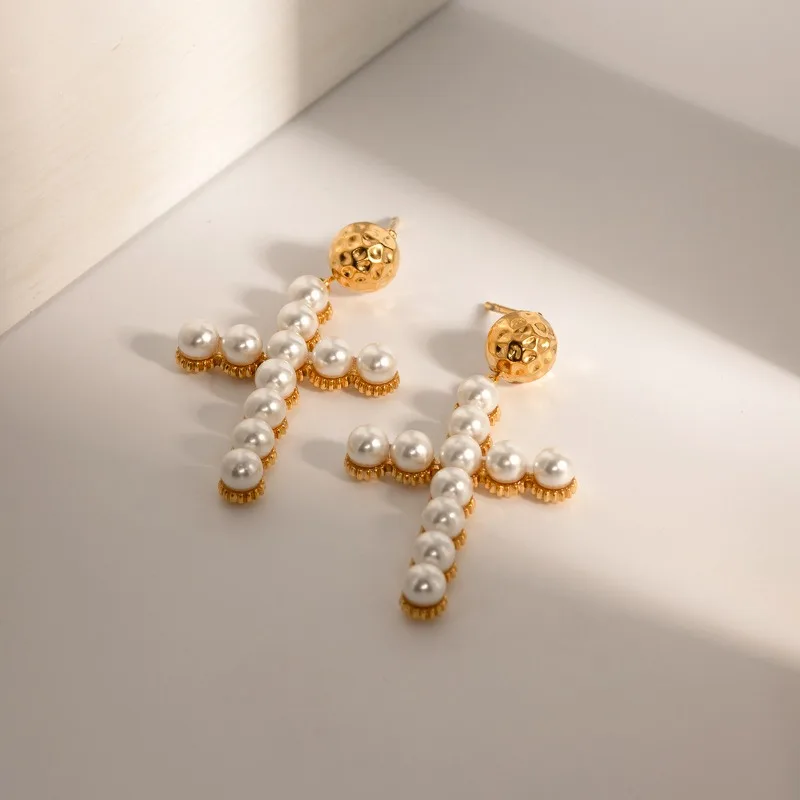 Minar 2024 New Arrival Imitation Pearl Cross Long Dangle Earrings for Women Stainless Steel 18K Gold PVD Plated Daily Jewelry
Minar 2024 New Arrival Imitation Pearl Cross Long Dangle Earrings for Women Stainless Steel 18K Gold PVD Plated Daily Jewelry