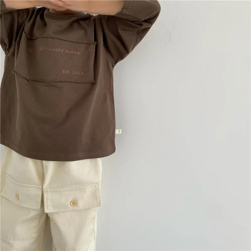 2025 Spring New Children Long Sleeve T Shirts Letter Patch Boys Vintage T Shirt Kids Bottoming Tops Baby Casual Tee Clothes 7 Sfd1732eddda144acad0d9032e57d42d1l