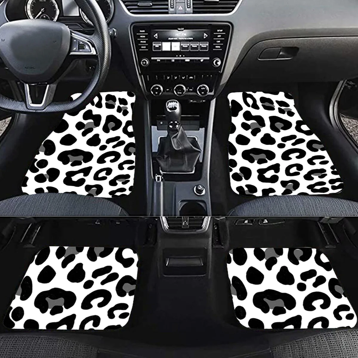 Full set of front and rear car floor mats, white leopard print, anti slip floor mats, car accessories suitable for most vehicles
Full set of front and rear car floor mats, white leopard print, anti slip floor mats, car accessories suitable for most vehicles