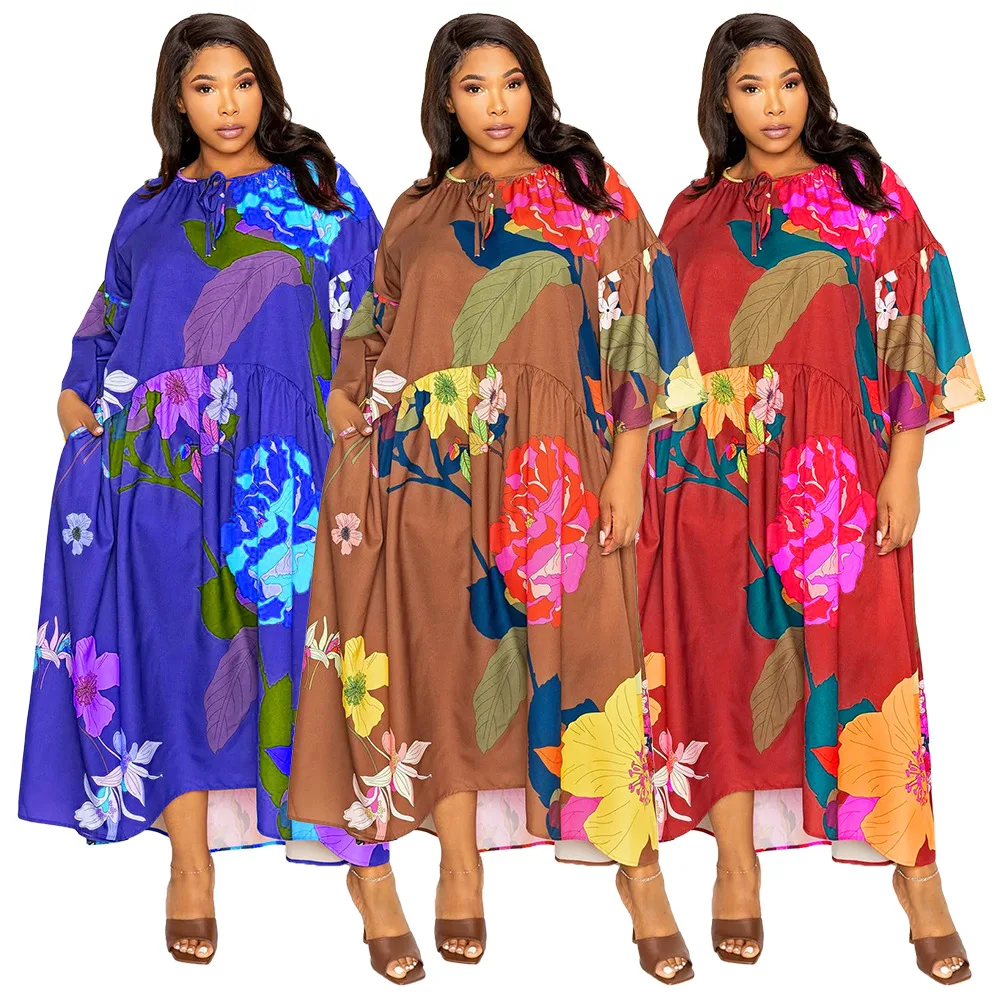 2023 Spring Autumn Elegant African Women 3/4 Sleeve Polyester Printing Long Dress African Dresses for Women L-4XL
2023 Spring Autumn Elegant African Women 3/4 Sleeve Polyester Printing Long Dress African Dresses for Women L-4XL