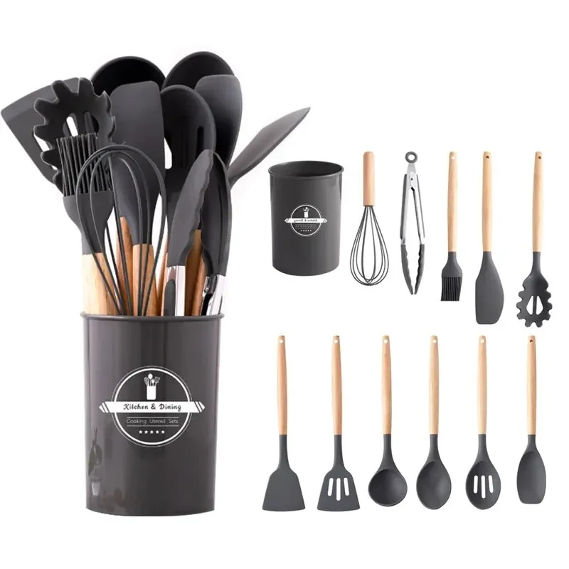 Silicone Kitchen Utensils Set, 12-piece Kitchen Cookware Non-stick Cookware Is Heat-resistant Natural Wooden Handle,Shovel Egg B
Silicone Kitchen Utensils Set, 12-piece Kitchen Cookware Non-stick Cookware Is Heat-resistant Natural Wooden Handle,Shovel Egg B