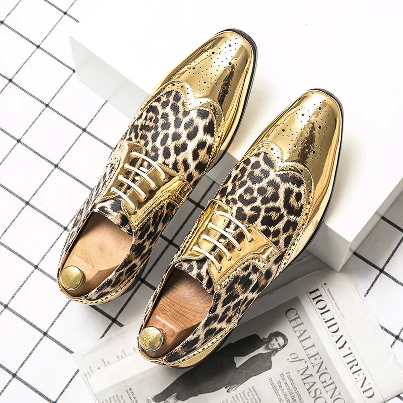 Fashion Dress Loafers Men Golden Silver Men's Brogue Shoes Leopard Print Casual Leather Shoes Mens Oxfords Wedding Moccasins
Fashion Dress Loafers Men Golden Silver Men's Brogue Shoes Leopard Print Casual Leather Shoes Mens Oxfords Wedding Moccasins