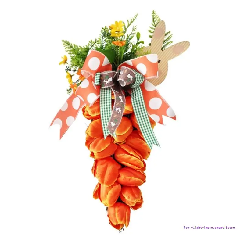

C63E Нежный Морковный Фестиваль Круглый Морковный Вечеринка Декоративный Венок для Пасхальной Вечеринки
