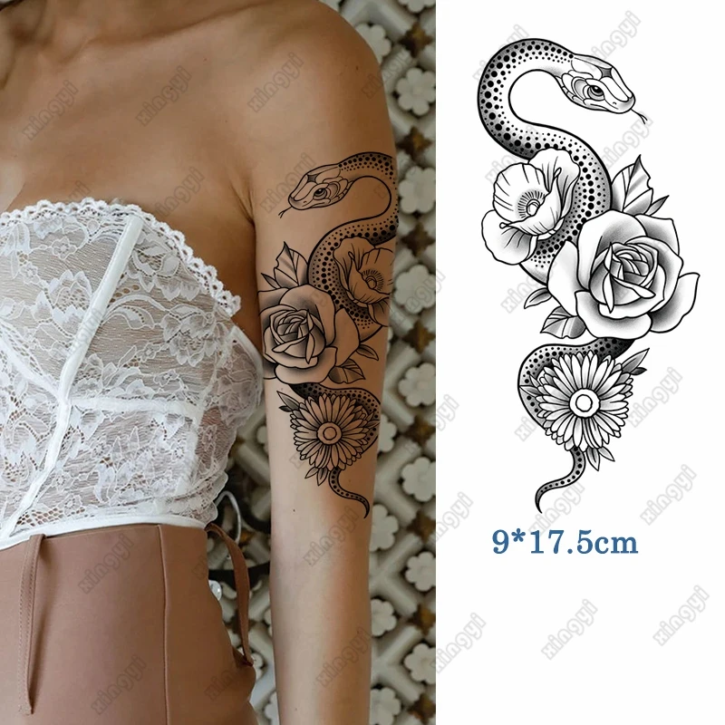 Waterproof Temporary Tattoo Sticker Ring Tail Snake Flash Tattos Rose Sunflower Body Art Arm Leg Fake Tatoo Women Female Lady
Waterproof Temporary Tattoo Sticker Ring Tail Snake Flash Tattos Rose Sunflower Body Art Arm Leg Fake Tatoo Women Female Lady