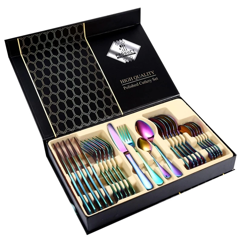 24pcs Stainless Steel Cutlery 1010 Knife Fork And Spoon Four Main Pieces Gift Box Set
24pcs Stainless Steel Cutlery 1010 Knife Fork And Spoon Four Main Pieces Gift Box Set