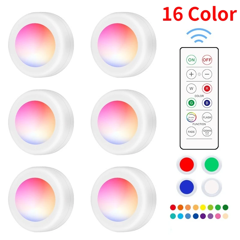 16Color LED Cabinet Light RGB Small Night Light Remote Control Dimmable Multicolor For Counter Kitchen Home Atmosphere Wall Lamp
16Color LED Cabinet Light RGB Small Night Light Remote Control Dimmable Multicolor For Counter Kitchen Home Atmosphere Wall Lamp