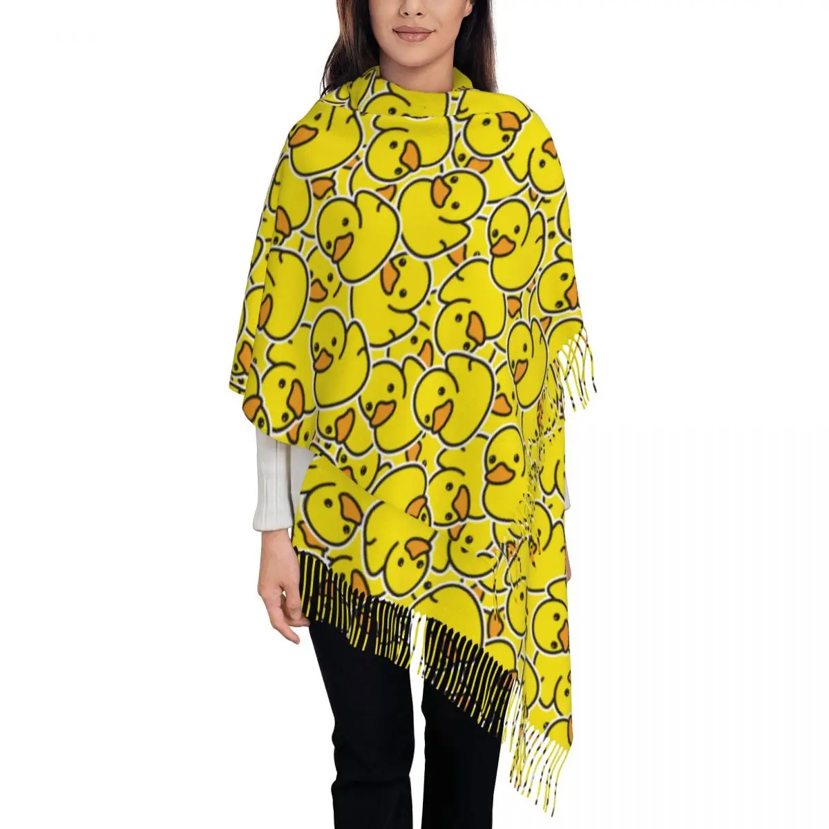 Womens Scarf with Tassel Cartoon Yellow Duck Pattern Long Winter Warm Shawl Wrap Daily Wear Cashmere Scarf
Womens Scarf with Tassel Cartoon Yellow Duck Pattern Long Winter Warm Shawl Wrap Daily Wear Cashmere Scarf
